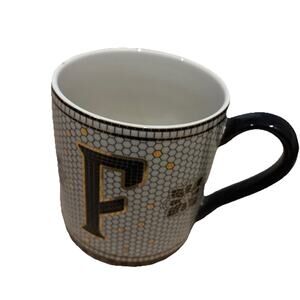 Anthropologie "F” Monogram Mosaic Tile Design Mug